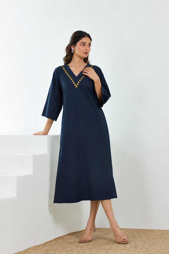 BASIKALI | Midnight Blue Midi Dress